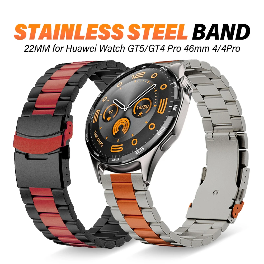 

22mm Stainless Steel Band for Huawei GT 5 Pro GT4/5 46mm Watch 4 Pro Luxury Bracelet for Amazfit Balance Business Strap Correa