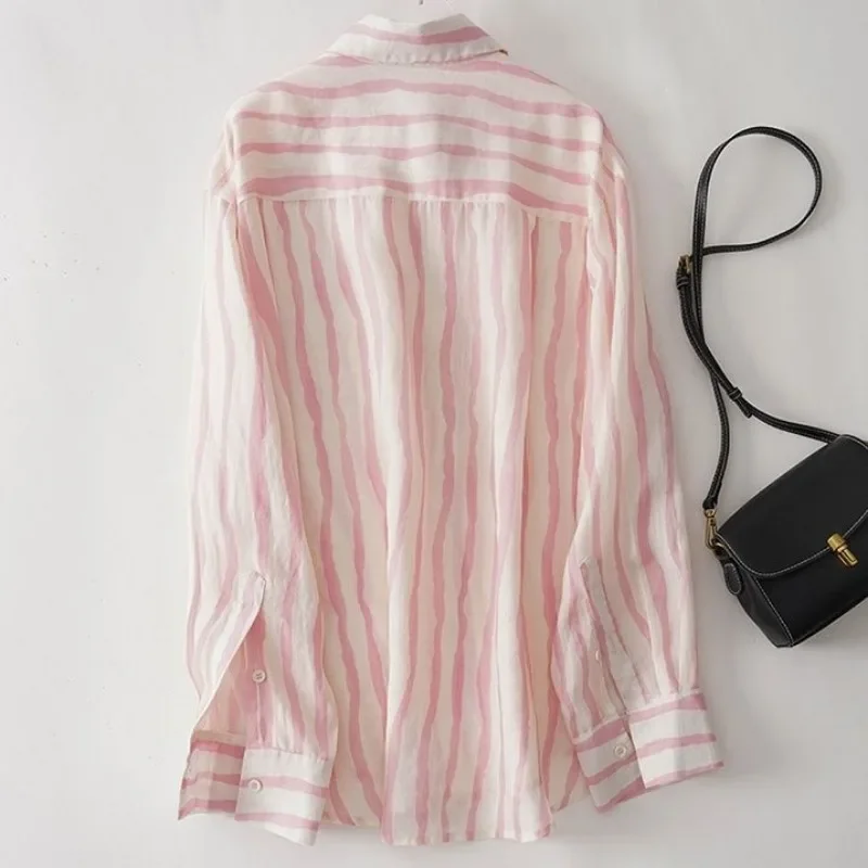 

Женская рубашка и блузка с маленькими свежими лацканами, простые розовые женские топы, новая коллекция, 2025XL, дешевая стильная одежда, распродажа, высокий M