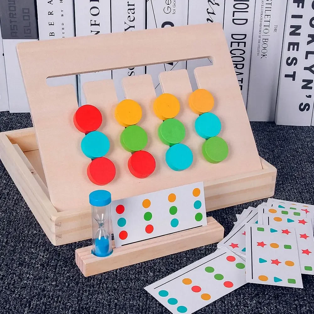 Children Wooden Games Puzzle Teaching Aids Montessori Early Educational Shape Color Matching Toy Logical Thinking Training Toy