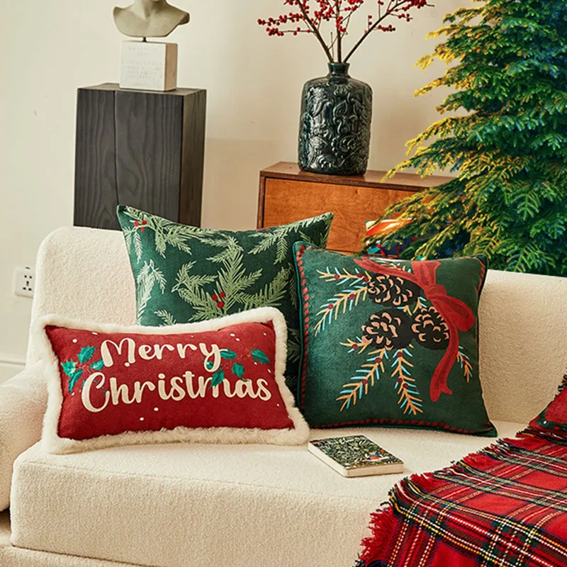 

Квадратная подушка для рождественской елки, двусторонняя печать, креативная праздничная атмосфера, украшение для дома и аксессуары, диванные подушки