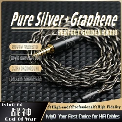 ivipQ-64 God of War HiFi Earphone Upgrade Cable 7N  Silver Oil Impregnated Graphene 3.5mm/4.4mm 2Pin 0.78/MMCX IEM Cable