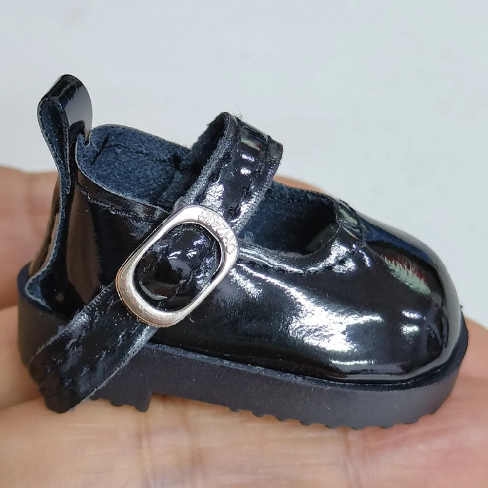 1Pair Mini Doll Shoes Fashion Glossy Leather 30cm Doll Shoes Flat Bottomed Casual Shoes For Cotton Stuffed Dolls Accessories