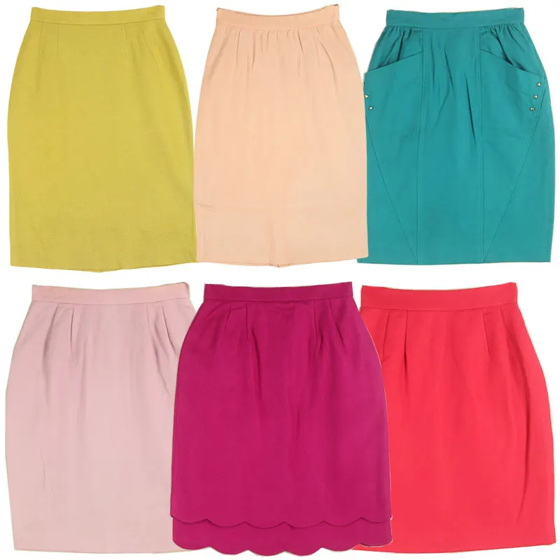 

Vintage Retro Spring Autumn Pure Color Wrap around Split Midi Skirt Simple Match All Pure Color Women's Skirt