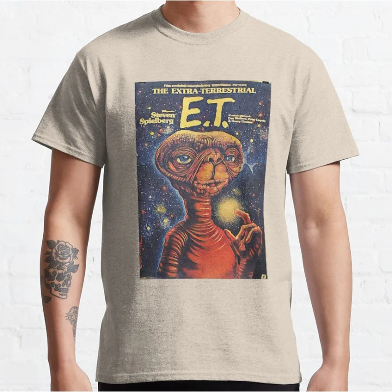 ET The Extra Terrestrial Horror z lat 80. Alien E.T. Sci fi Koszulka z krótkim rękawem i okrągłym dekoltem dla mężczyzn w dużych rozmiarach Topy dla dorosłych S-6xl