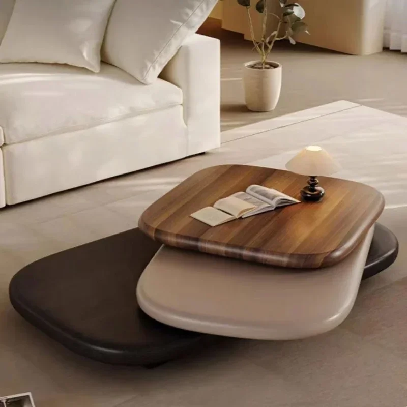 

Round center coffee table Italian simple oval rotating wood modern combination living room home contemporary wood