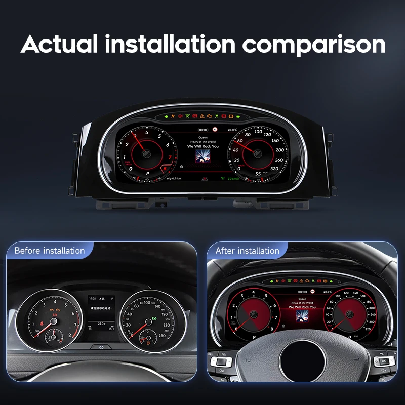 10.25 Inch Linux Dashboard LCD Digital Cluster Speedometer Panel for  Golf 7