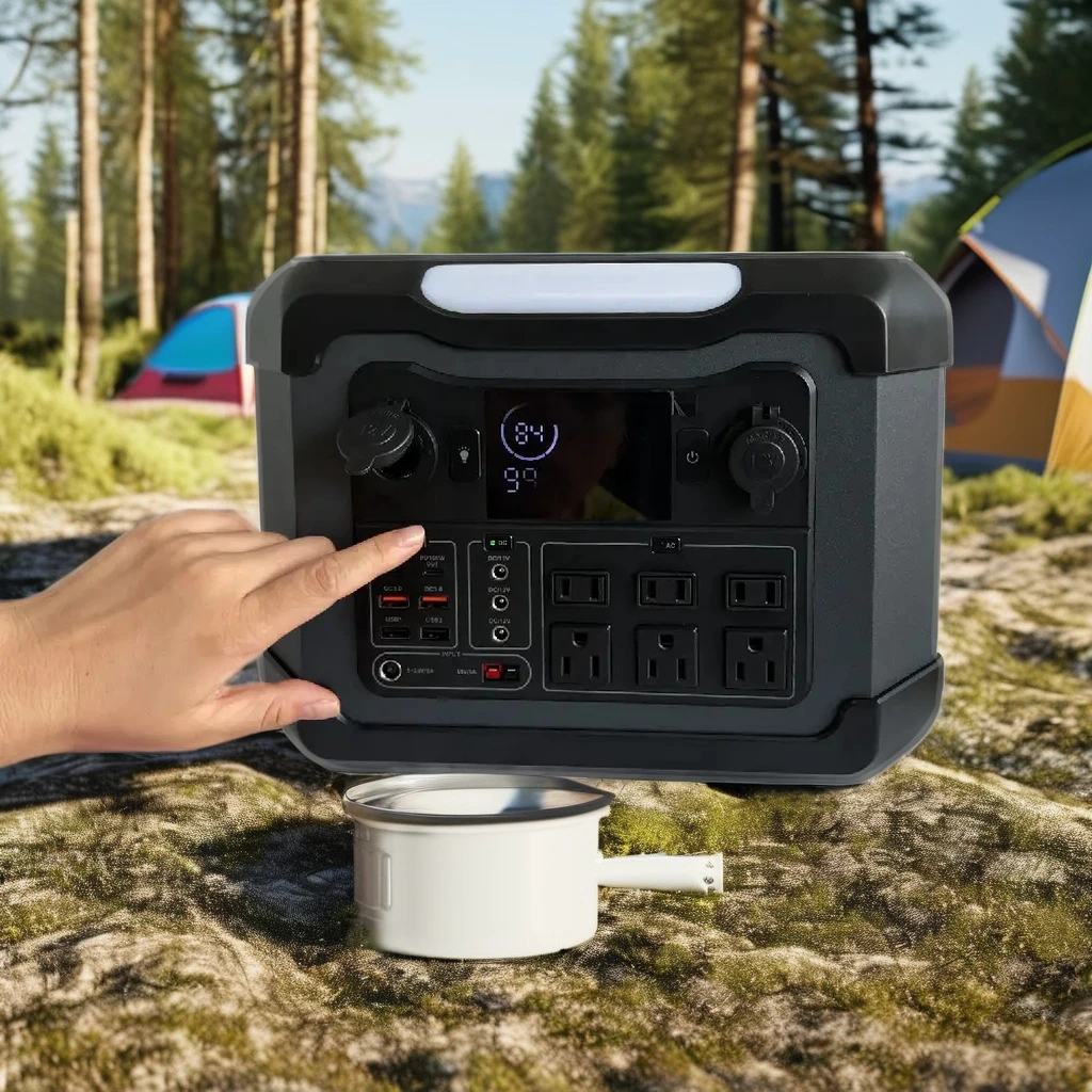 Multi-Function 1200W IP65 Portable Power Station LiFePO4 Battery Folded Solar Panel USB DC Sockets 12V Max PV Voltage