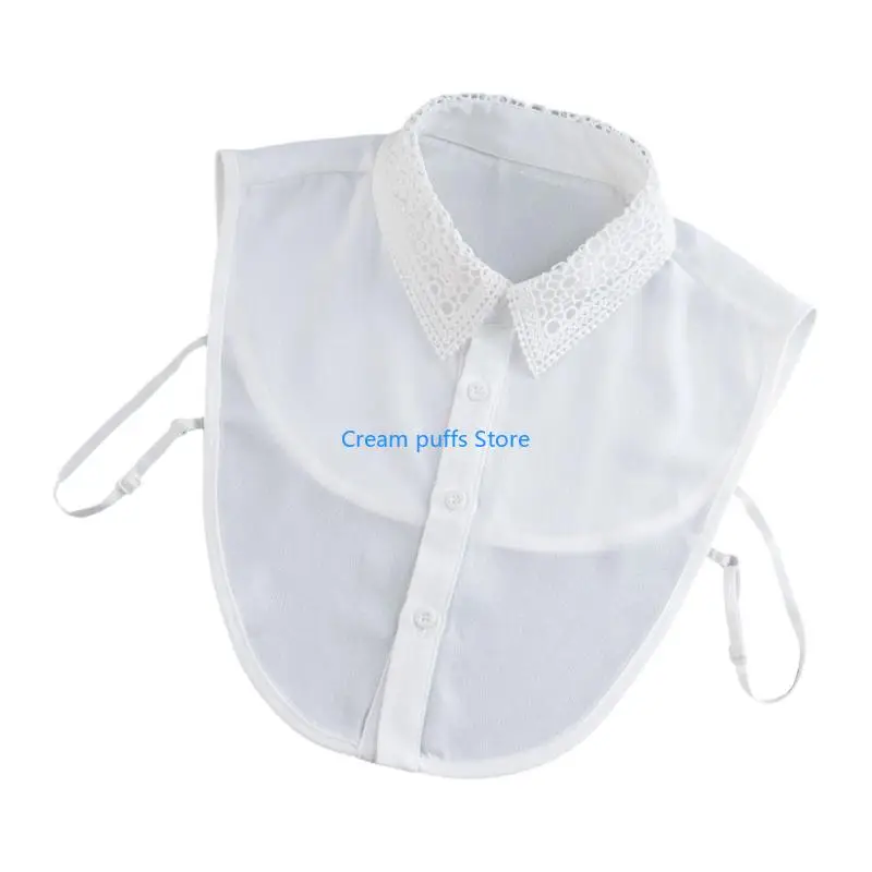 50LE، طوق دانتيل عصري قابل للفصل، قطعة عنق مريحة بنصف قميص، حشوة للمناسبات الرسمية