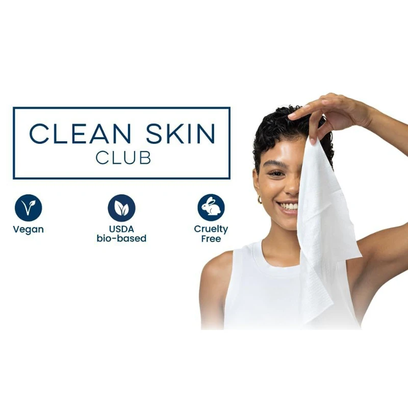 New Clean Skin Club Clean Towels Xl™, Disposable Face Towelette, Makeup Remover Dry Wipes 50 Sheet, 1 Box