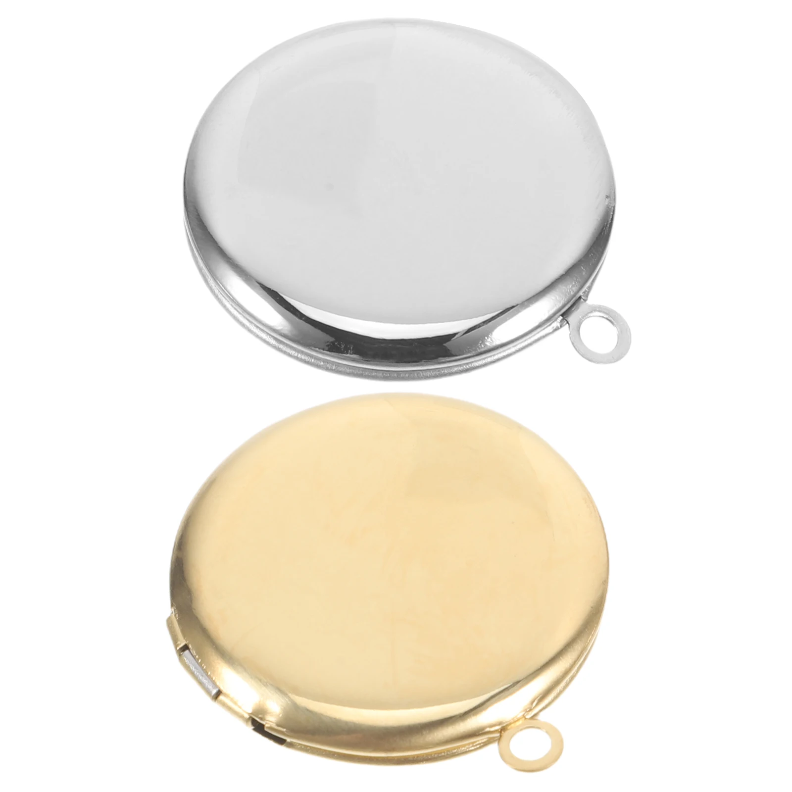 

2 Pcs Photo Frame Pendant Jewelry Accessory Clamshell Golden Locket Charm Jewellery