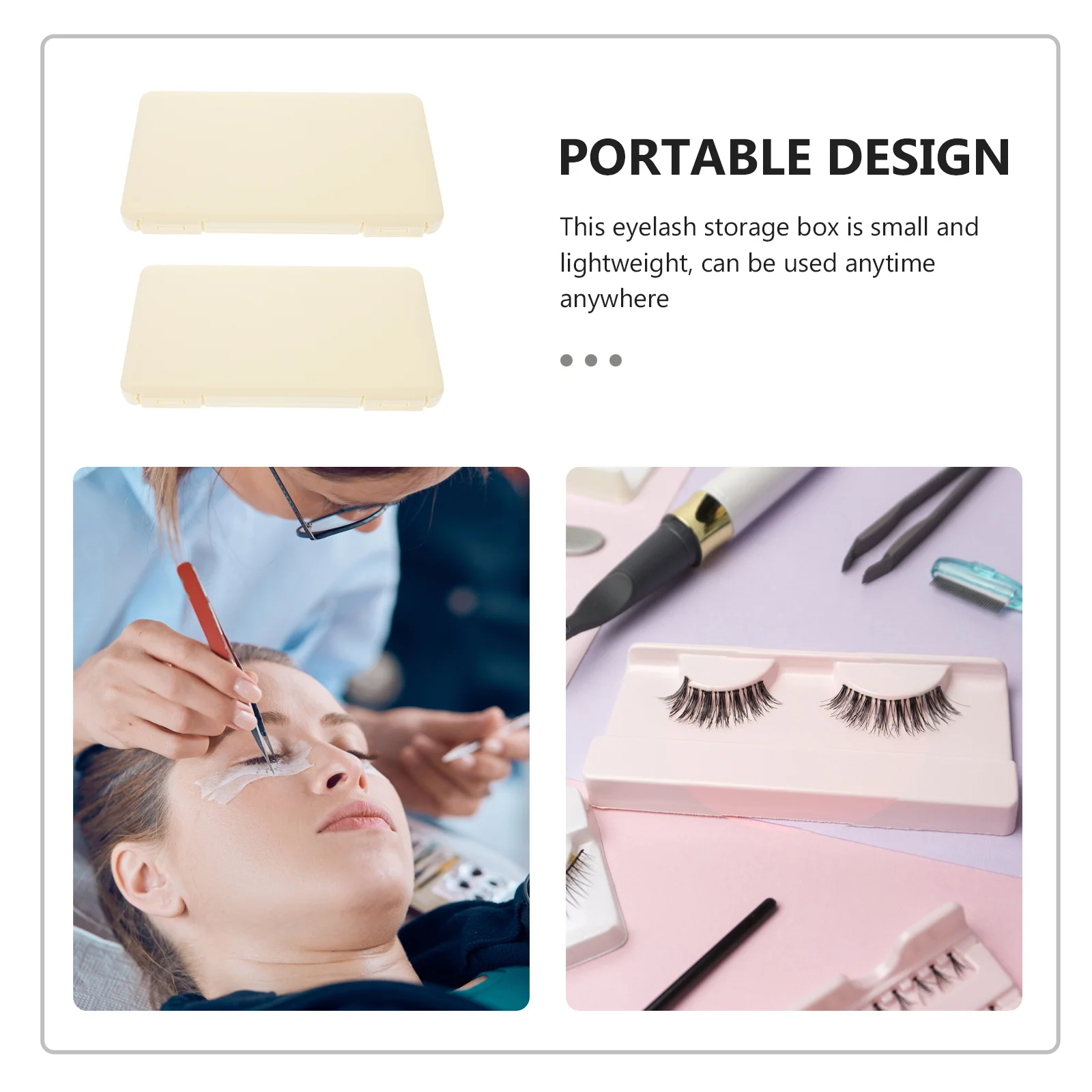 

2Pcs Eyelash Storage Box Portable Makeup Lash Case Large Capacity False Eyelashes Organizer Holder Eyelashes Packaging Box