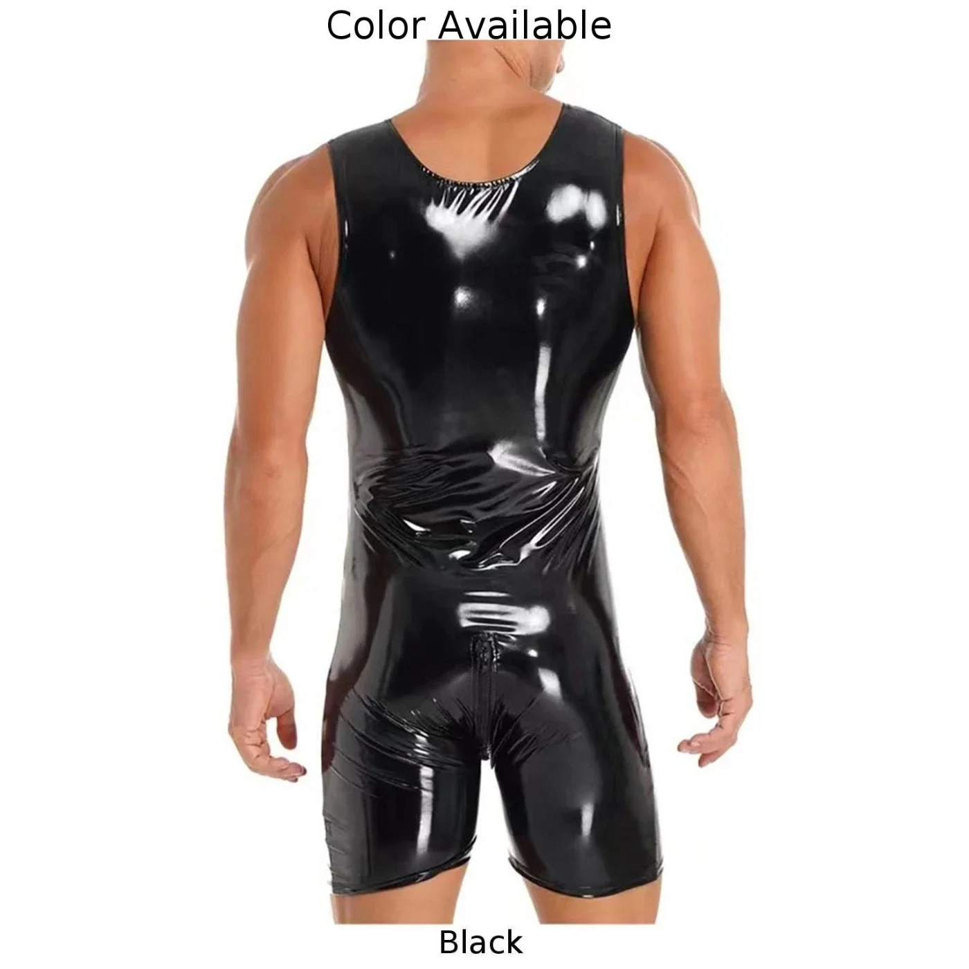 Men Sexy Open Crotch Leather Bodysuit For Sex Double Zipp Bodycon Crotchless Erotic Below Shiny Latex Leotard Wrestling Singlets