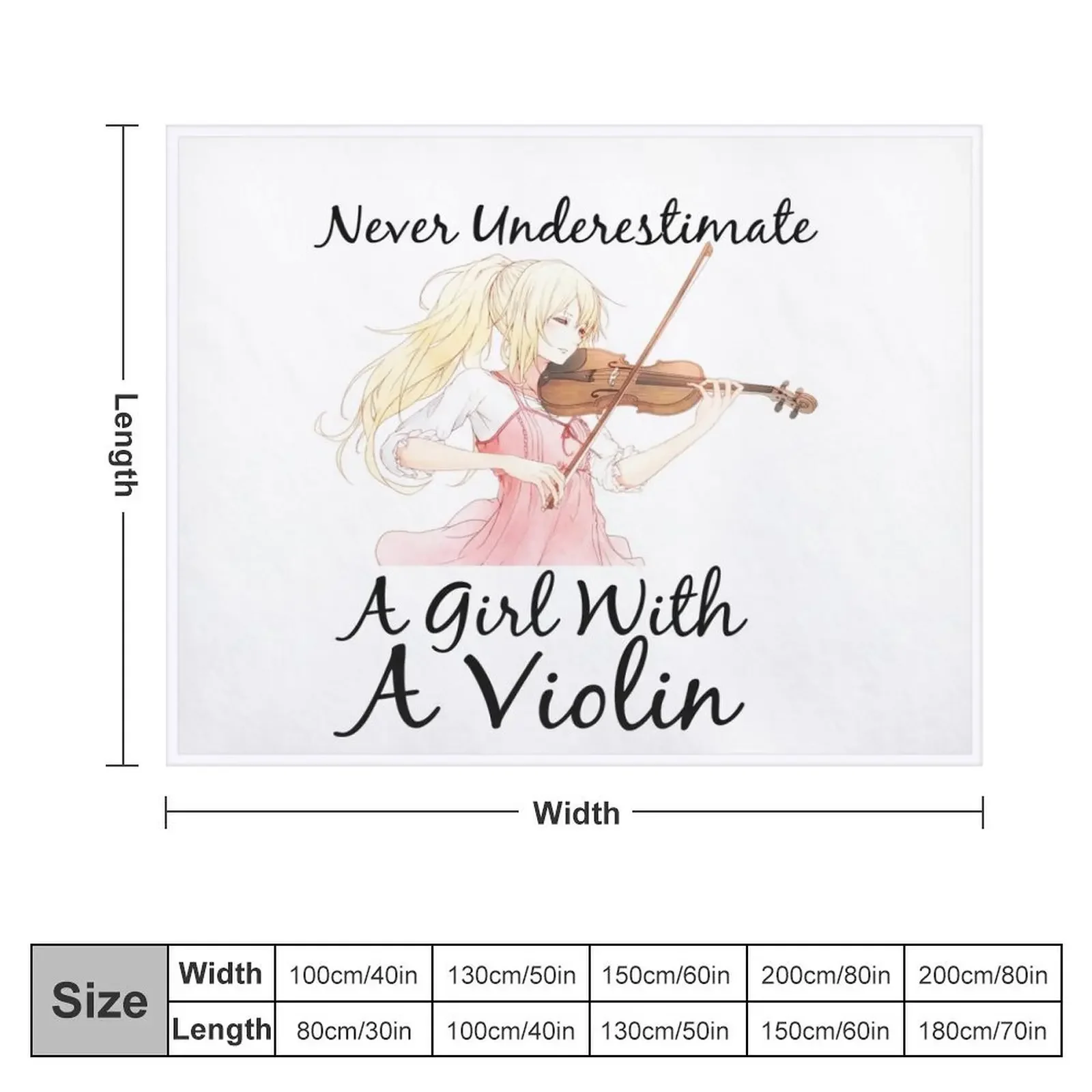 never underestimate a girl with a violin gift for girls who play violin music lovers Throw Blanket Flannel Baby Blankets