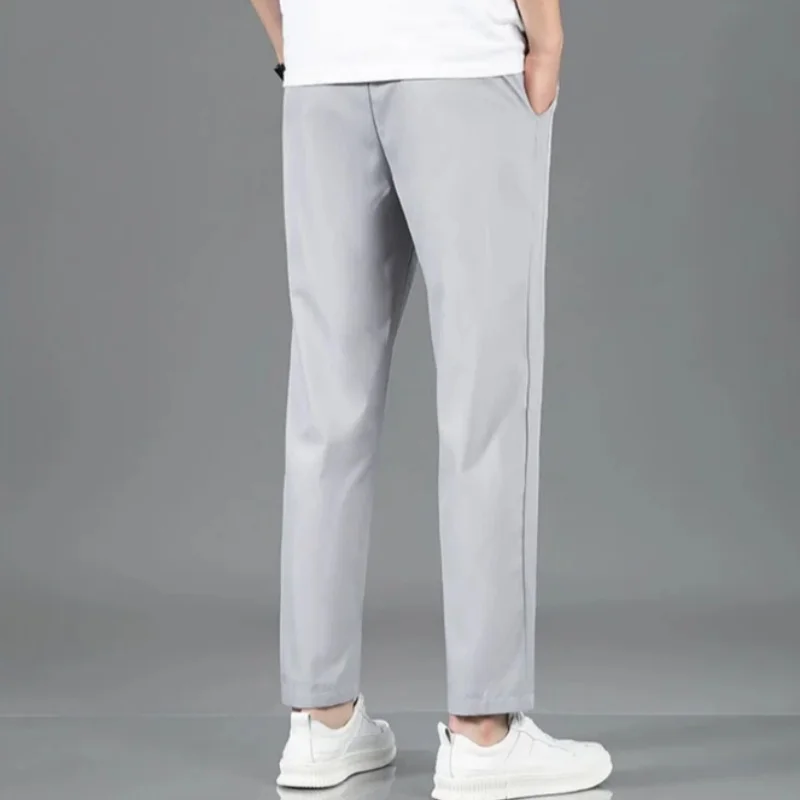 Pantalon Homme en Soie Glacée 2025 – Nouvelle Collection Été – Noir et Gris – Fin, Décontracté et Habillé – Extérieur, Élastique, Respirant, Coupe Droite – Pantalon de Survêtement ﻿