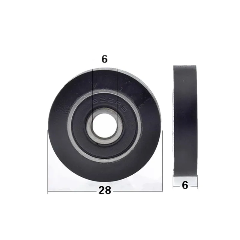 10pcs/50pcs Plastic coated bearing 6*28*6mm 626 626RS PU Roller Guide Wheel Pulley rubber 6x28x6 mm