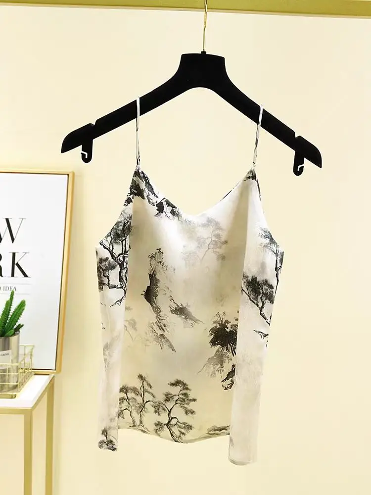 2024 New Summer Silk Satin Halter Vest Women Soft Sleeveless Suit Bottom Tank Top Camisole Summer Clothes Feminine