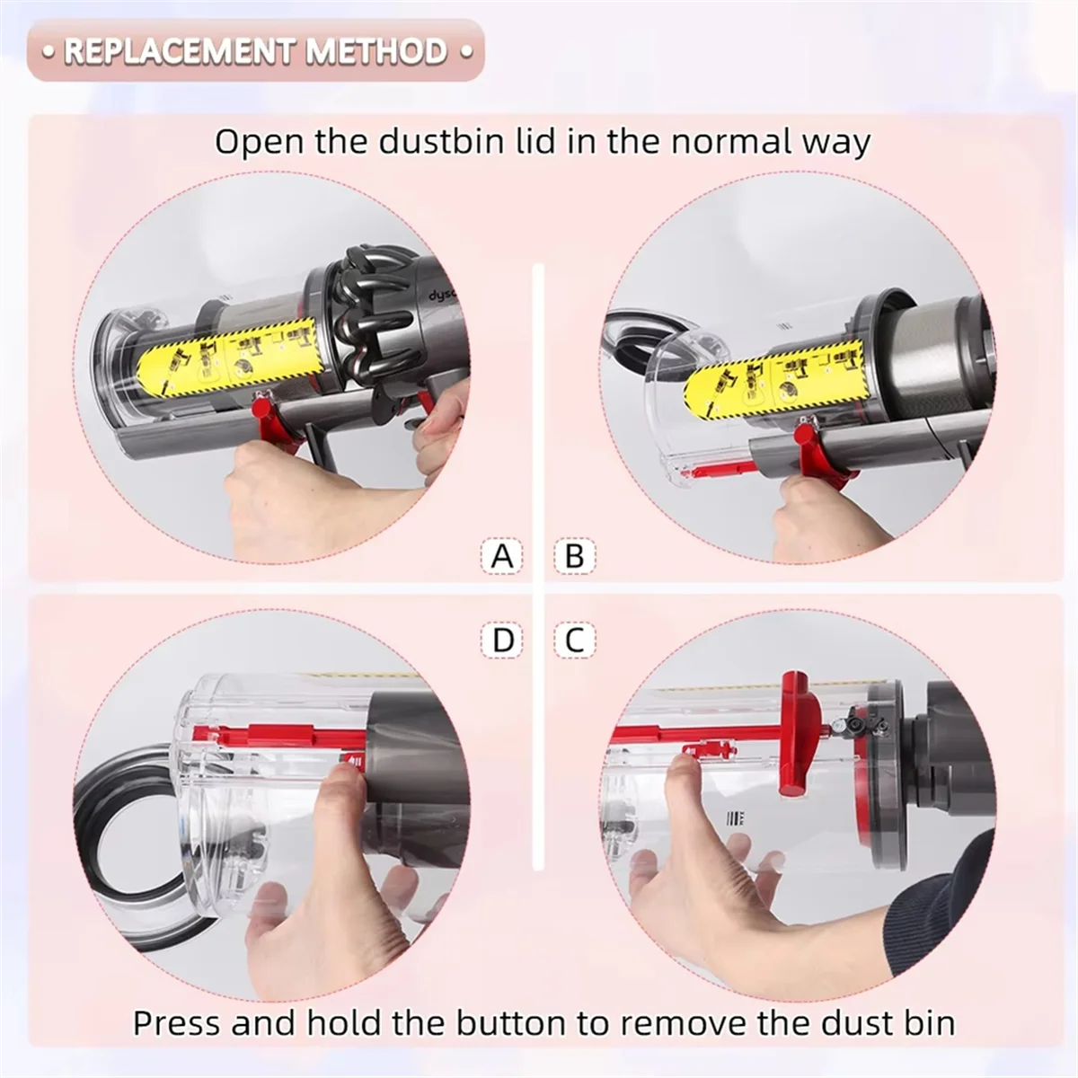 QA88X Большая канистра для пылесборника для пылесоса Dyson V11, беспроводной большой длинный прозрачный сменный ведро с крутящим моментом для животных