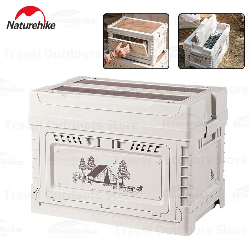 Naturehike Foldable Storage Box 25/50L Large Capacity Camping Portable Tent Table Storage Box Fishing Picnic Storage Organizer