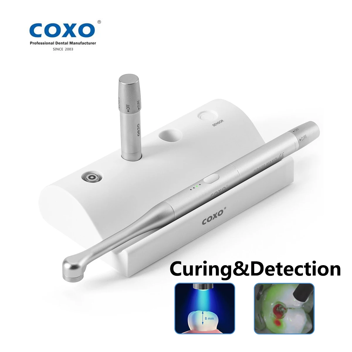 COXO Dental Oral Curing Light Portable Resin Curing Lamp with Caries Detection for Root Canal Treatment Dentistry Tool