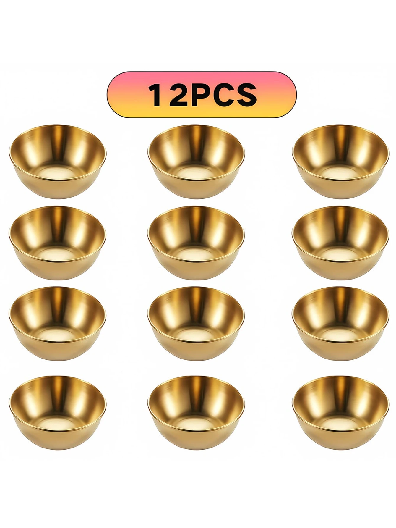

2/4/12pcs Stainless Steel Golden Sauce Dishes Appetizer Seasoning Serving Dishes Sets Tray Spice Plates Kitchen Tableware