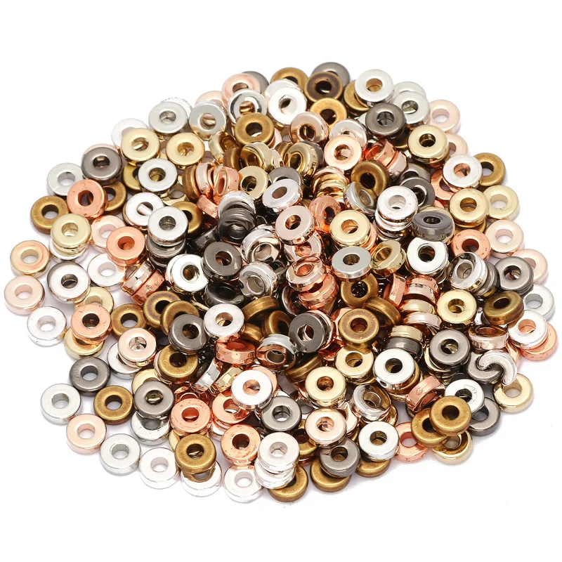 200pcs/lot 6mm CCB Charm Spacer Beads Wheel Bead Flat Round Loose Beads For DIY Jewelry Making Finding Supplies Accessories