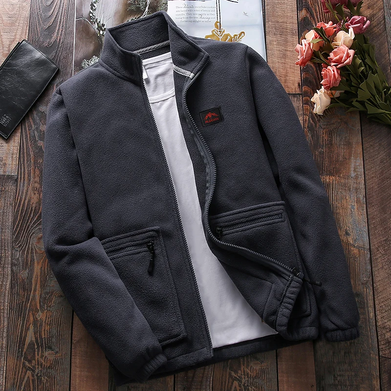 

Trendy Casual Double-Sided Fce Jaet Men's Autumn Winter Open Cardigan Sweatirt Warm Polyester Fiber Stand Fit Commu...