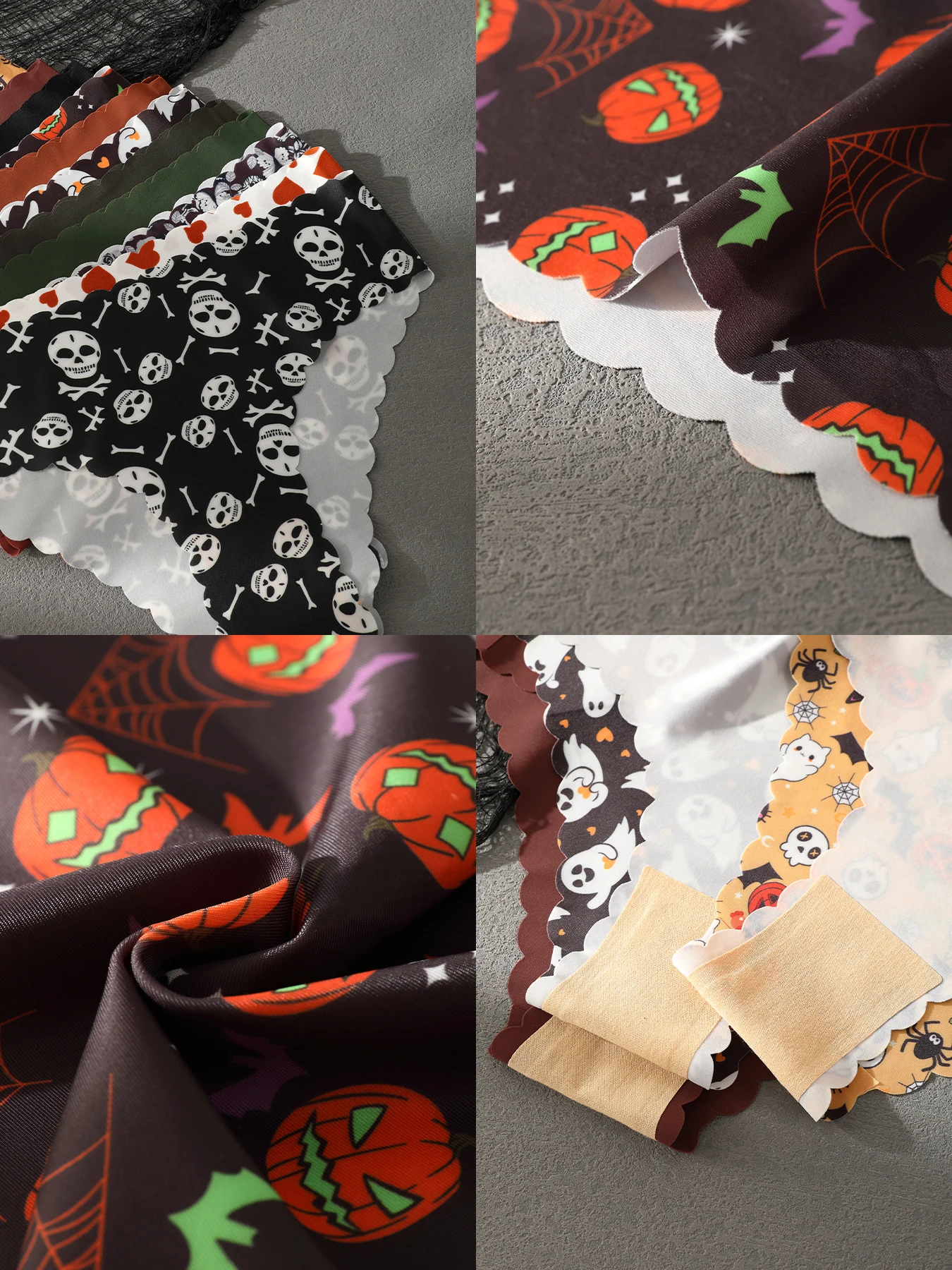 طقم مكون من 5 قطع من الملابس الداخلية النسائية بطابع الهالوين بألوان عشوائية وحواف مموجة وقصة ضيقة وسراويل داخلية مريحة ومثيرة للمهرجانات