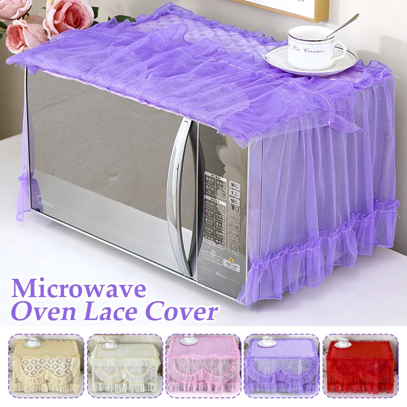 1PC Lace Full Cover Microwave Oven Cover Rural Dust Oven Cover Cloth Electric Oven Protector Kitchen Accessories Home Supplies