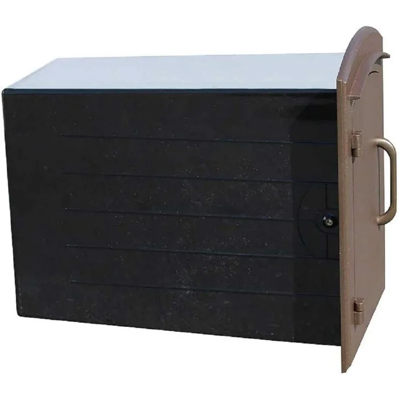 Plain Door Column Mount Non-Locking Mailbox, Mounts Into A Column or Masonry Wall Black