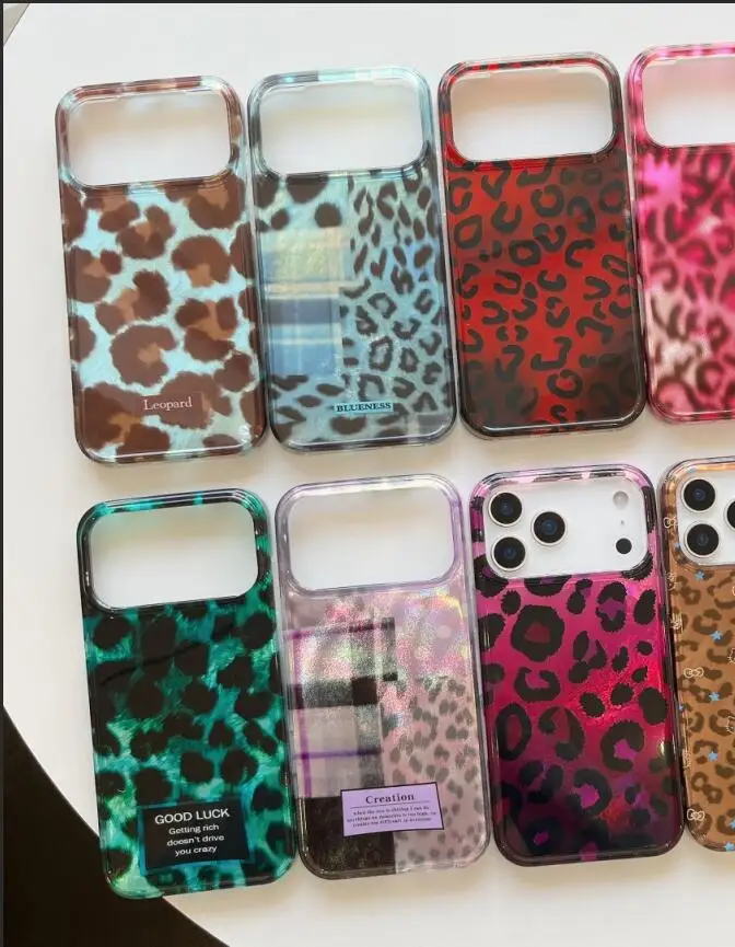 

New Retro Colorful color Leopard print Pattern Phone Case For iPhone 17 16 15 14 13 12 11 Pro Max anti-fall silicone hard Cover