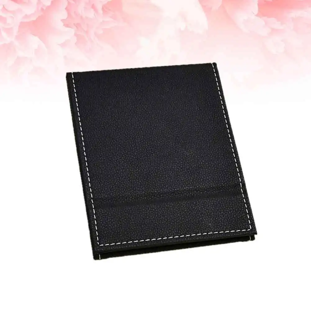 

Foldable Makeup Mirror Size M Black PU Desktop Portable Mirror High Definition Clear Surface Chic Gloss Makeup
