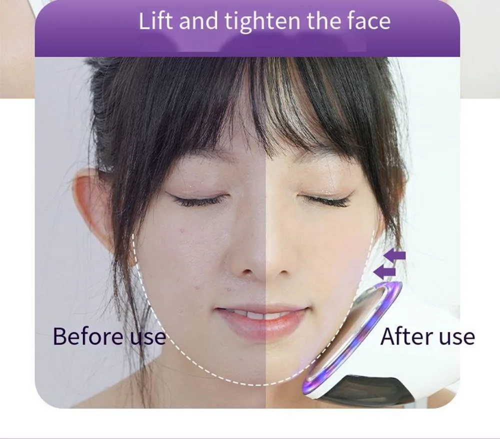 Ultrasoon schoonheidsinstrument Huishoudelijke gezichtsmassager Lift Foton Verjongingsmasker Instrument Reiniging en hydraterend Impor