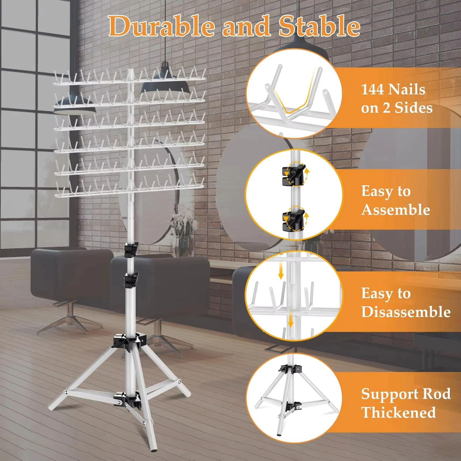 높이 조절 가능한 양면 헤어 브레이딩 랙 스탠드 - 살롱 및 가정용 스탠딩 헤어 익스텐션 홀더