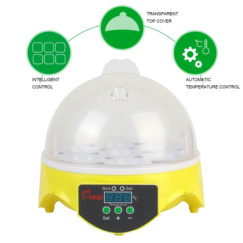 Temperatura Digital ajustável Mini Egg Incubator, automático, 7 ovos, frango, pato, pássaro, pombo, aves domésticas