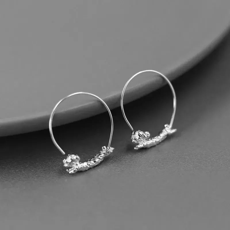 INATURE 925 Sterling Silver Running Teddy Dog Circle Round Hoop Earrings For Women Girl Designer Jewelry