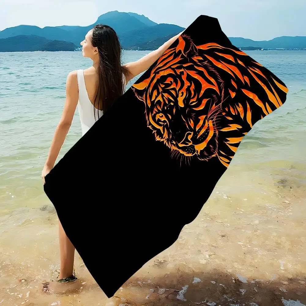Tiger Pattern Big Microfiber Beach Towels Quick Dry Towel Sand Beach Towels Pool Towel For Travel Swim Pool Yoga