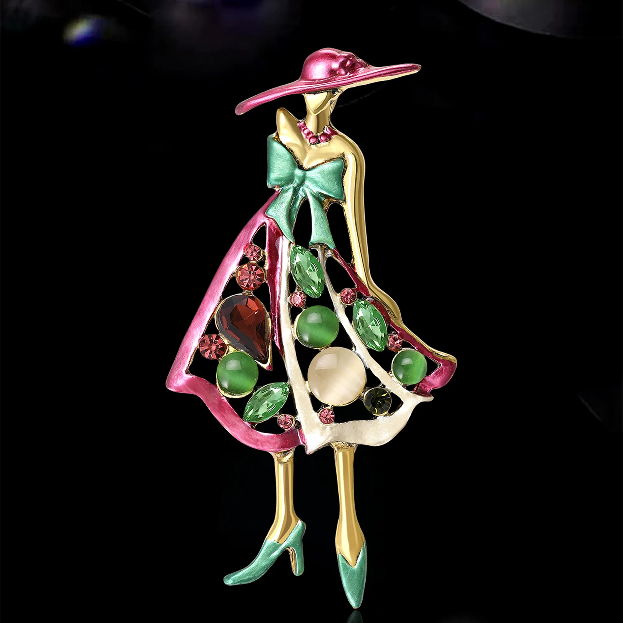 

Elegant Rhinestone AKA Lady Brooches for Women Unisex Character Pins Event Party New Year Gifts Decoration Clothes Accessories