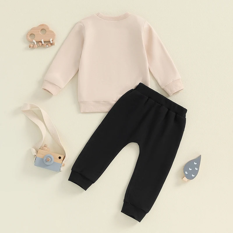 2024-05-30 Lioraitiin Little Boy Birthday Outfit, Excavator Print Long Sleeve Sweatshirt Pants with Pockets 2Pcs Set for Fall