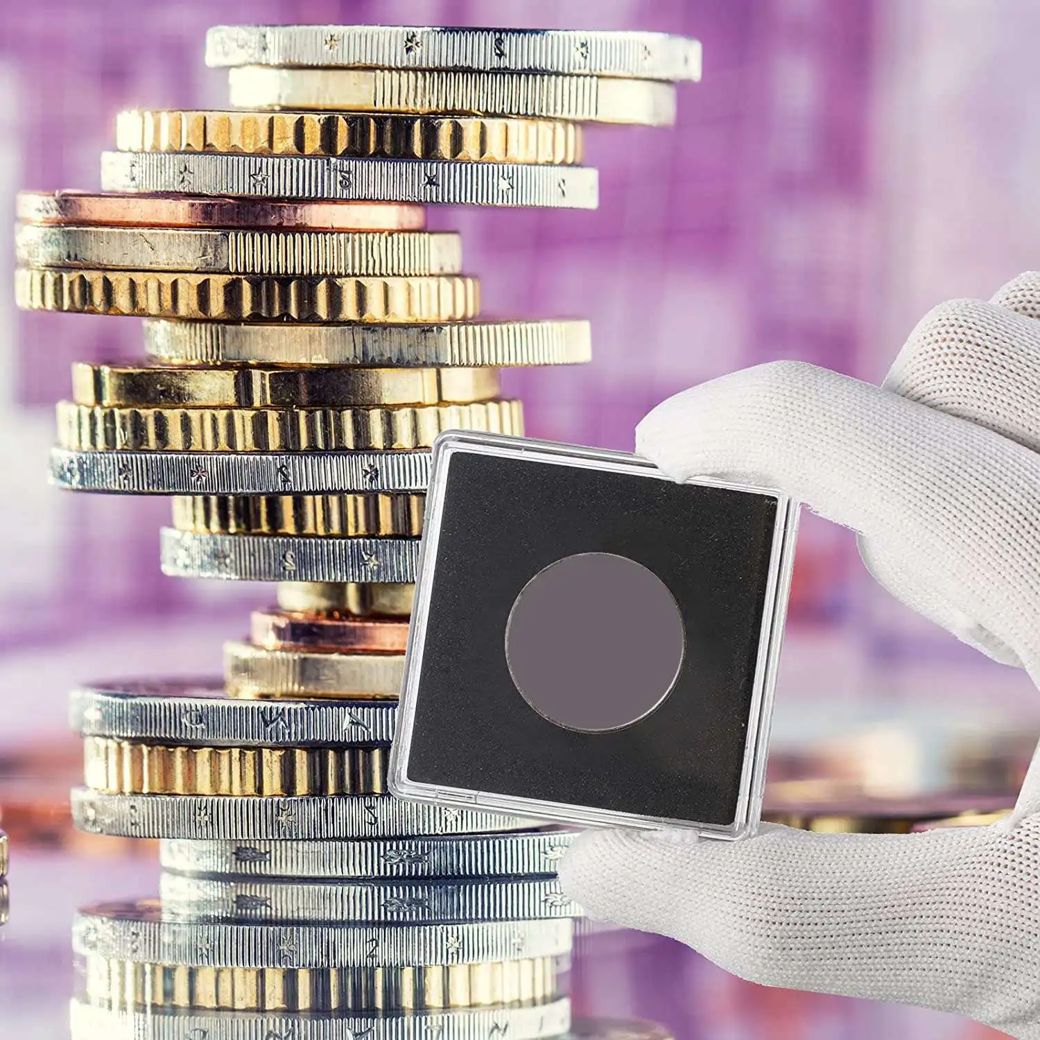 20 قطعة من حامل العملات المعدنية بالدولار الفضي، 2 × 2 حامل عملات نصف دولار، حامل عملات معدنية كبسولة للعملات المعدنية البلاستيكية