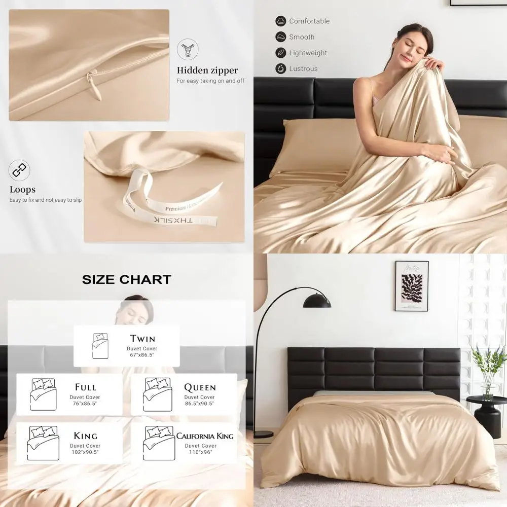 

Пододеяльник Queen Size из 100% шелка, 22 момме, тутовый шелк, охлаждающий, дышащий, простой в уходе, на молнии