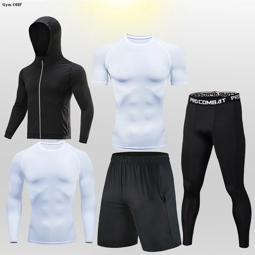 

Men Compression Sports Suit Quick drying Perspiration Fitness Training MMA Kit rashguard Male Sportswear Jogging Running Clothes