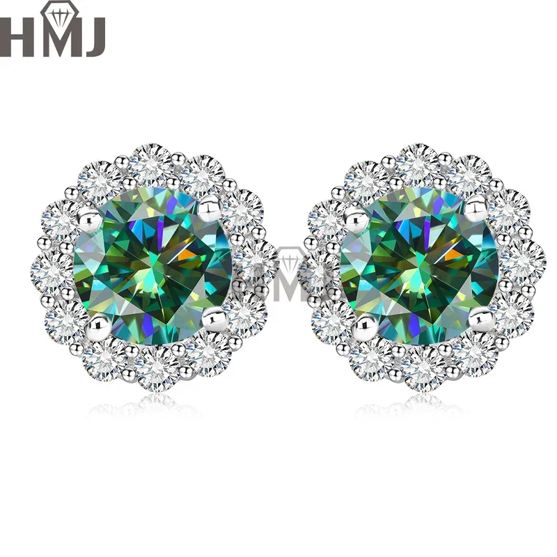 

D Color Moissanite Ear Stud Earrings 2 Carat For Women 925 Sterling Silver Sparkling Piercing Earring Fine Jewelry