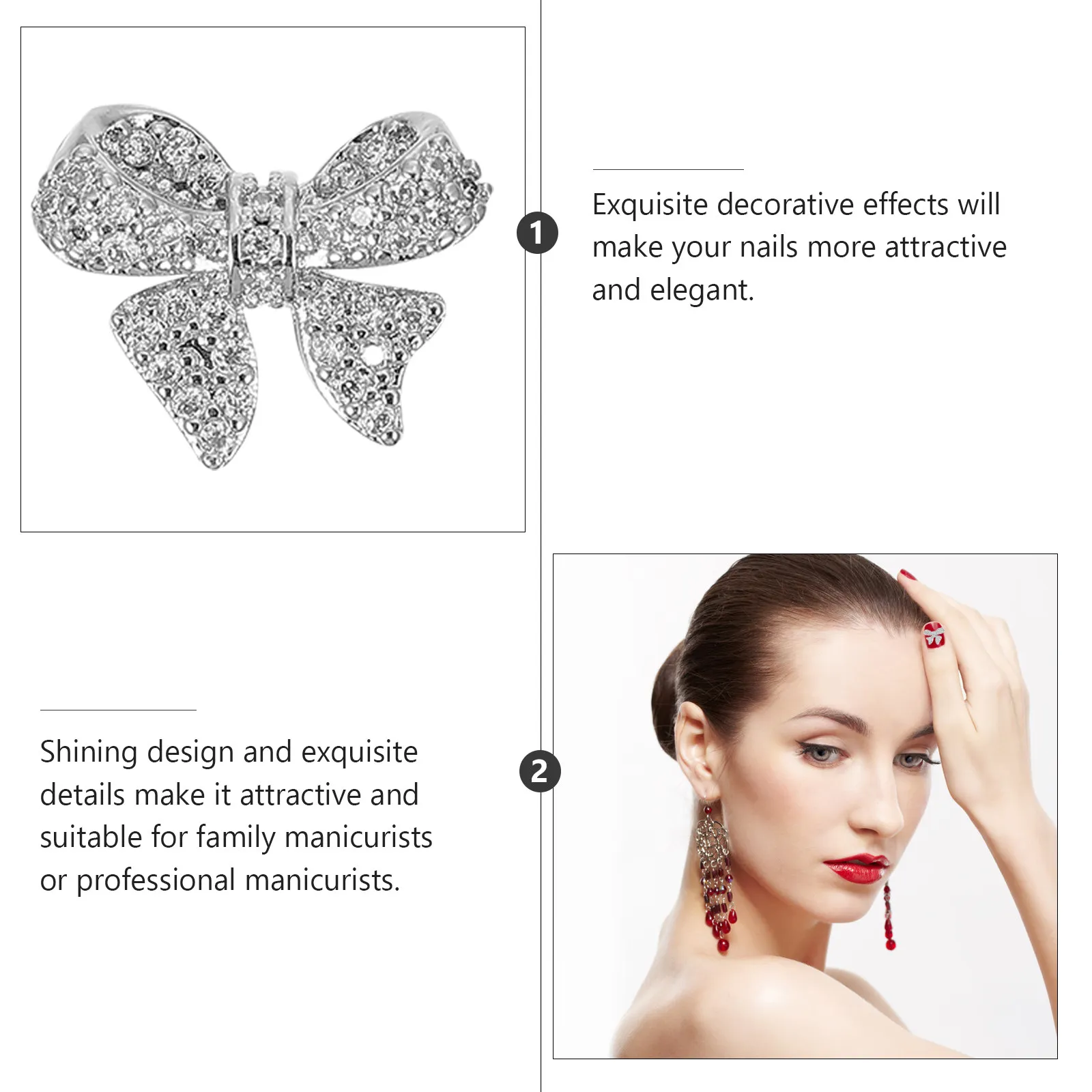 5 ชิ้นเครื่องประดับเล็บเพชรไรน์สโตนโบว์น็อตสติ๊กเกอร์ติดเล็บเลื่อมตกแต่งเล็บคริสตัล DIY สำหรับผู้หญิงสาว