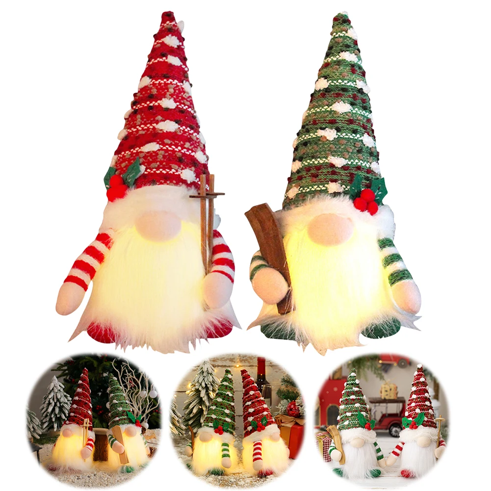 Natal luminoso trenó anão boneca com luz led esqui gnome figura boneca bonito boneca sem rosto para decoração de festa de ano novo