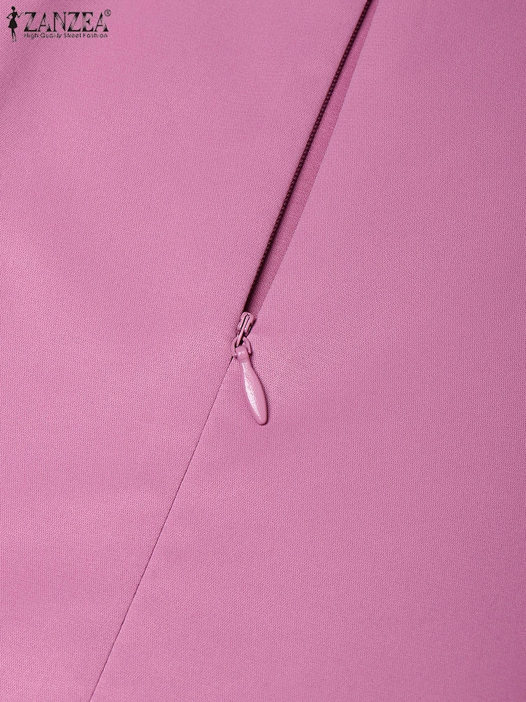Blusas de trabajo elegantes de manga 3/4 para mujer, camisa de oficina de verano ZANZEA, Tops tipo túnica ajustados con lazos elegantes, Blusas informales sólidas para fiesta 2025