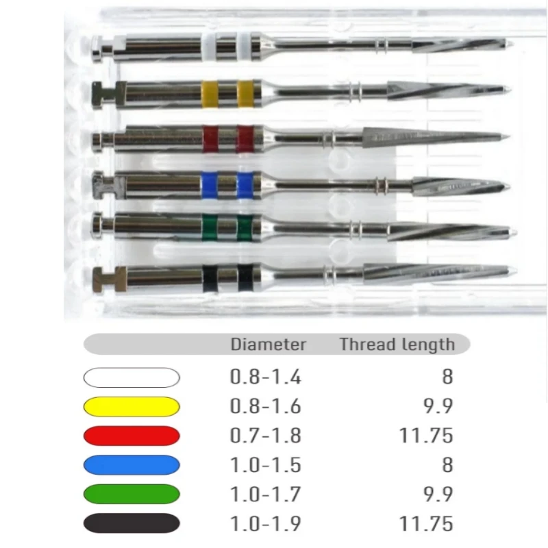6Pcs/Box Dental Engine Use U Drill Stainless Steel Root Canal File Reamer Drill Fiber Post Preparation Drills Bit 32mm
