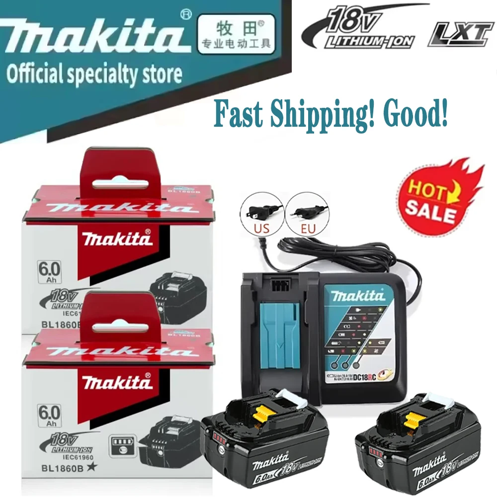 100% Authentic Makita 18V 6.0/5.0Ah Rechargeable Battery,For L1840B L1850B L1860,Tool Battery for Makita Cordless Devices&Drills
