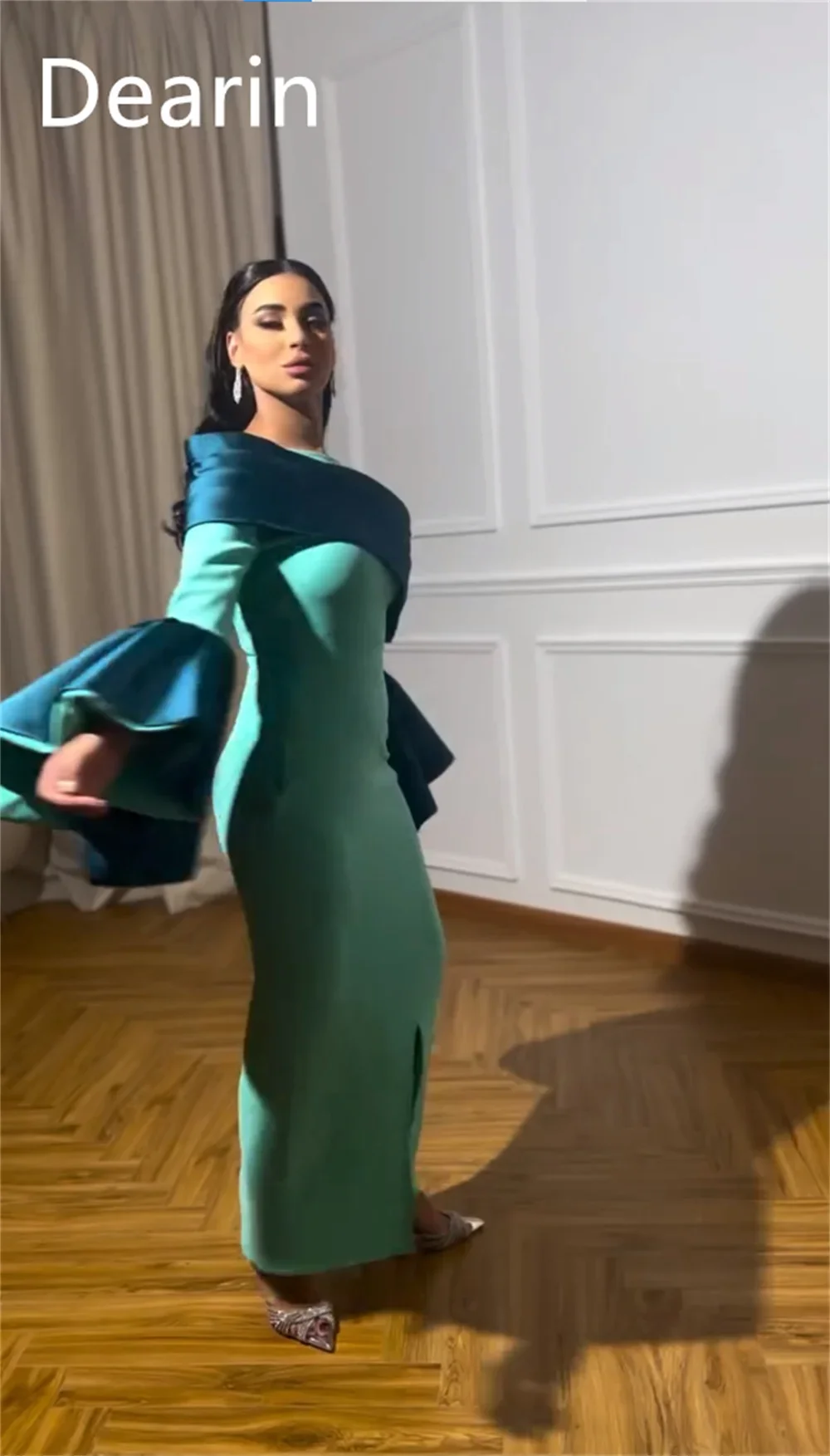 Customized Evening Dress Prom Gown Women Party Occasion Dearin Scoop Neckline Column Ankle Length Skirts Vertically Bespoke Occa