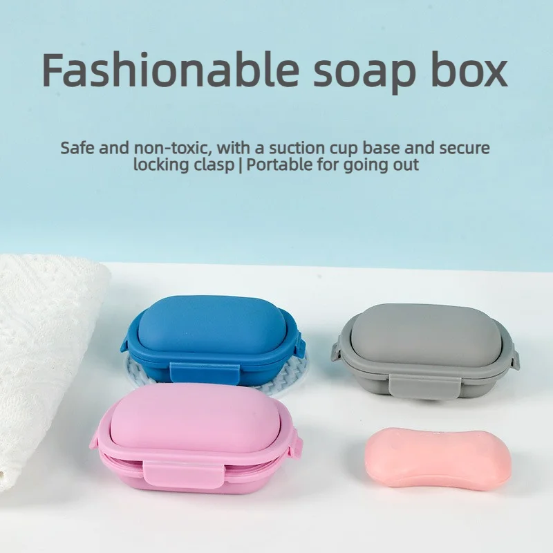 Travel Soap Box, Portable Sealed Soap Box with Lid for Business Trips, New Drainage Storage Soap Case, No Drilling Required