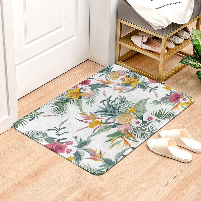 House entrance carpet Home door mat Living Room Bath Foot bathroom non-slip water absorption rugs bath green plant leaf decor